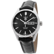Tag Heuer Carrera Automatic Black Dial Black Leather Strap Watch for Men - WAR201A.FC6266