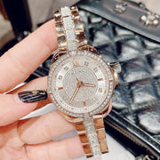 Bulova Crystal Collection Silver Dial Rose Gold Steel Strap Watch for Women - 98L229