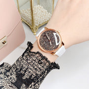 Swarovski Crystalline Hours Quartz Grey Dial Black Leather Strap Watch for Women - 5344635