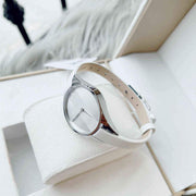Calvin Klein Rebel White Dial White Leather Strap Watch for Women - K8P231L6