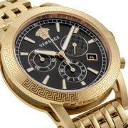 Versace Sport Tech Chronograph Black Dial Gold Steel Strap Watch for Men - VELT00419