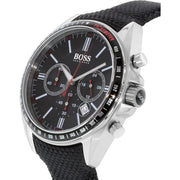 Hugo Boss Driver Chronograph Black Dial Black Leather Strap Watch for Men -1513087