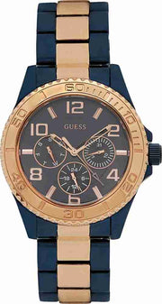 Guess BFF Multifunction Blue Dial Two Tone Steel Strap Watch for Women - W0231L6