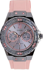 Guess Limelight Blue Dial Pink Rubber Strap Watch For Women - W0775L5