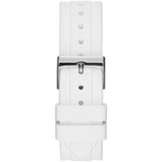 Guess Confetti Crystal Black Dial White Silicone Strap Watch For Women - W1098L1