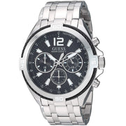Guess Surge Chronograph Black Dial Silver Steel Strap Watch for Men - W1258G1