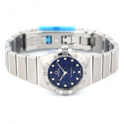 Omega Constellation Manhattan Quartz Diamonds Blue Dial Silver Steel Strap Watch for Women - 131.10.25.60.53.001