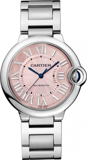 Cartier Ballon Bleu De Cartier Pink Dial Silver Steel Strap Watch for Women - W6920041