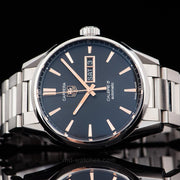 Tag Heuer Carrera Calibre 5 Automatic Black Dial Silver Steel Strap Watch for Men - WAR201C.BA0723