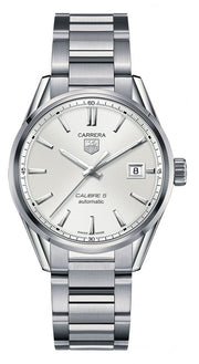 Tag Heuer Carrera Automatic Caliber 5 White Dial Silver Steel Strap Watch for Men - WAR211B.BA0782