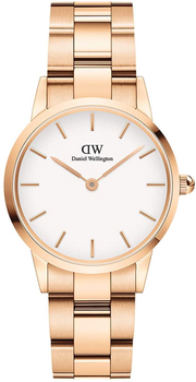 Daniel Wellington Iconic Link White Dial Rose Gold Steel Strap Watch for Women - DW00100213