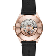 Emporio Armani Meccanico Black Dial Black Leather Watch For Men - AR60004