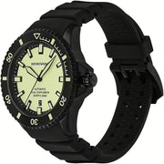 Emporio Armani Sea Explorer Automatic Yellow Dial Black Silicone Strap Watch For Men - AR60085