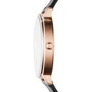 Emporio Armani Kappa Quartz Black Dial Black Leather Strap Watch For Women - AR11064