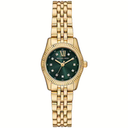 Michael Kors Lexington Pave Three-Hand Green Dial Gold Steel Strap Watch for Women - MK4842