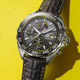 Tag Heuer Formula 1 Chronograph Senna Black Dial Black Leather Strap Watch for Men - CAZ101AJ.FC6487