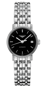 Longines Presence 25.5mm Automatic Black Dial Silver Steel Strap Watch for Women - L4.321.4.52.6