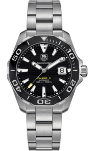 Tag Heuer Aquaracer Automatic Black Dial Silver Steel Strap Watch for Men - WAY211A.BA0928