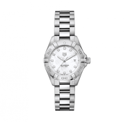 Tag Heuer Aquaracer Diamonds Mother of Pearl Dial Silver Steel Strap Watch for Women - WBD1414.BA0741