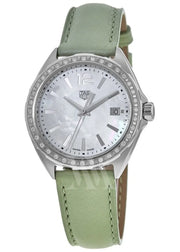 Tag Heuer Formula 1 Quartz Diamonds Mother of Pearl Dial Green Leather Strap Watch for Women - WBJ131A.FC8249