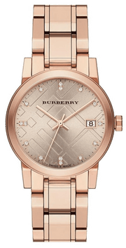 Burberry The City Diamonds Rose Gold Dial Rose Gold Steel Strap Watch for Women - BU9126