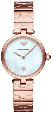 Emporio Armani Mother of Pearl Dial Rose Gold Steel Strap Watch For Women - AR11236