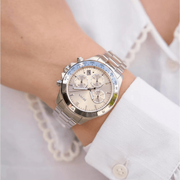 Hugo Boss Novia Chronograph Pink Dial Silver Steel Strap Watch for Women - 1502615