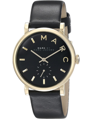 Marc Jacobs Baker Black Dial Black Leather Strap Watch for Women - MBM1269