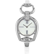 Gucci Horsebit Collection Diamonds Mother of Pearl White Dial Silver Steel Strap Watch For Women - YA139504
