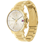 Tommy Hilfiger Daniel White Dial Gold Steel Strap Watch for Men - 1710415