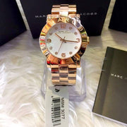 Marc Jacobs Amy White Dial Rose Gold Steel Strap Watch for Women - MBM3077