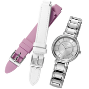 Guess Montage Quartz Silver Dial Silver Steel Strap Watch For Women - GW0588L2