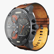 Diesel Mr Daddy 2.0 Chronograph Black Dial Brown Leather Strap Watch For Men - DZ7332