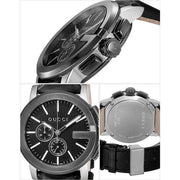 Gucci G Chrono Black Dial Black Leather Strap Watch For Men - YA101205