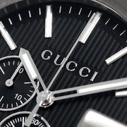 Gucci G Chrono Black Dial Black Leather Strap Watch For Men - YA101205
