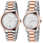 Gucci G Timeless Silver Dial Two Tone Steel Strap Watch For Women - YA126528