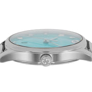 Gucci G-Timeless Turquoise Mother of Pearl Dial Silver Mesh Bracelet Watch For Women - YA126582