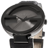 Gucci Interlocking G XL Black Dial Red & Green Leather Strap Watch For Men - YA133206