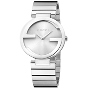 Gucci G Interlocking Silver Dial Silver Steel Strap Watch For Women - YA133308