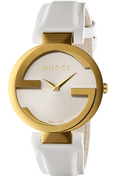 Gucci G Interlocking White Dial White Leather Strap Watch For Women - YA133327