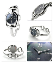 Gucci Horsebit Collection Mother of Pearl Black Dial Silver Steel Strap Watch For Women - YA139503