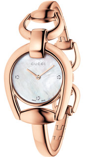 Gucci Horsebit Collection Diamonds Mother of Pearl Dial Rose Gold Steel Strap Watch For Women - YA139508