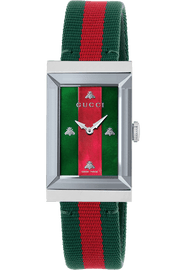 Gucci G-Frame Mother of Pearl Dial Two Tone Nylon Strap Watch For Women - YA147404