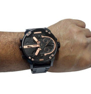 Diesel Big Daddy Chronograph Black Dial Black Steel Strap Watch For Men - DZ7312