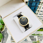 Versace V-Twist Black Dial Black Leather Strap Watch for Women - VELS00619
