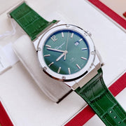 Salvatore Ferragamo F-80 Classic Green Dial Green Leather Strap Watch for Men - SFDT00119