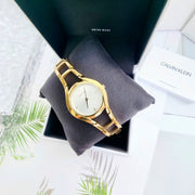Calvin Klein Class White Dial Gold Steel Strap Watch for Women - K6R23526