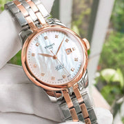 Tissot Le Locle Automatic Diamonds Mother of Pearl White Dial Two Tone Steel Strap Watch For Women - T006.207.22.116.00