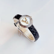 Versace Virtus Quartz White Dial Black Leather Strap Watch For Women - VET300421