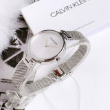 Calvin Klein Authentic Silver Dial Silver Mesh Bracelet Watch for Women - K8G23126